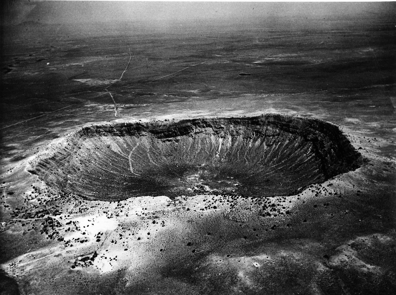 An ancient, 600 foot deep, mile-wide meteor crater near Winslow, Arizona.
